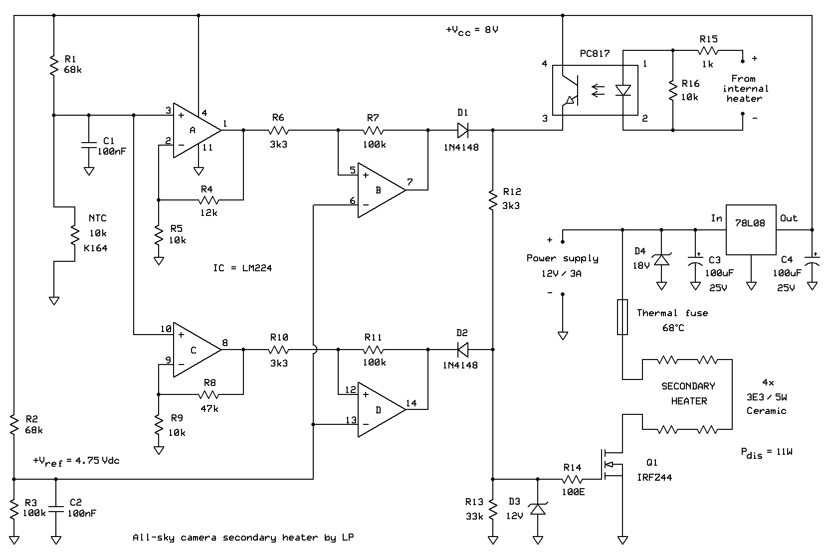 All-sky camera secondary heater circuit diagram