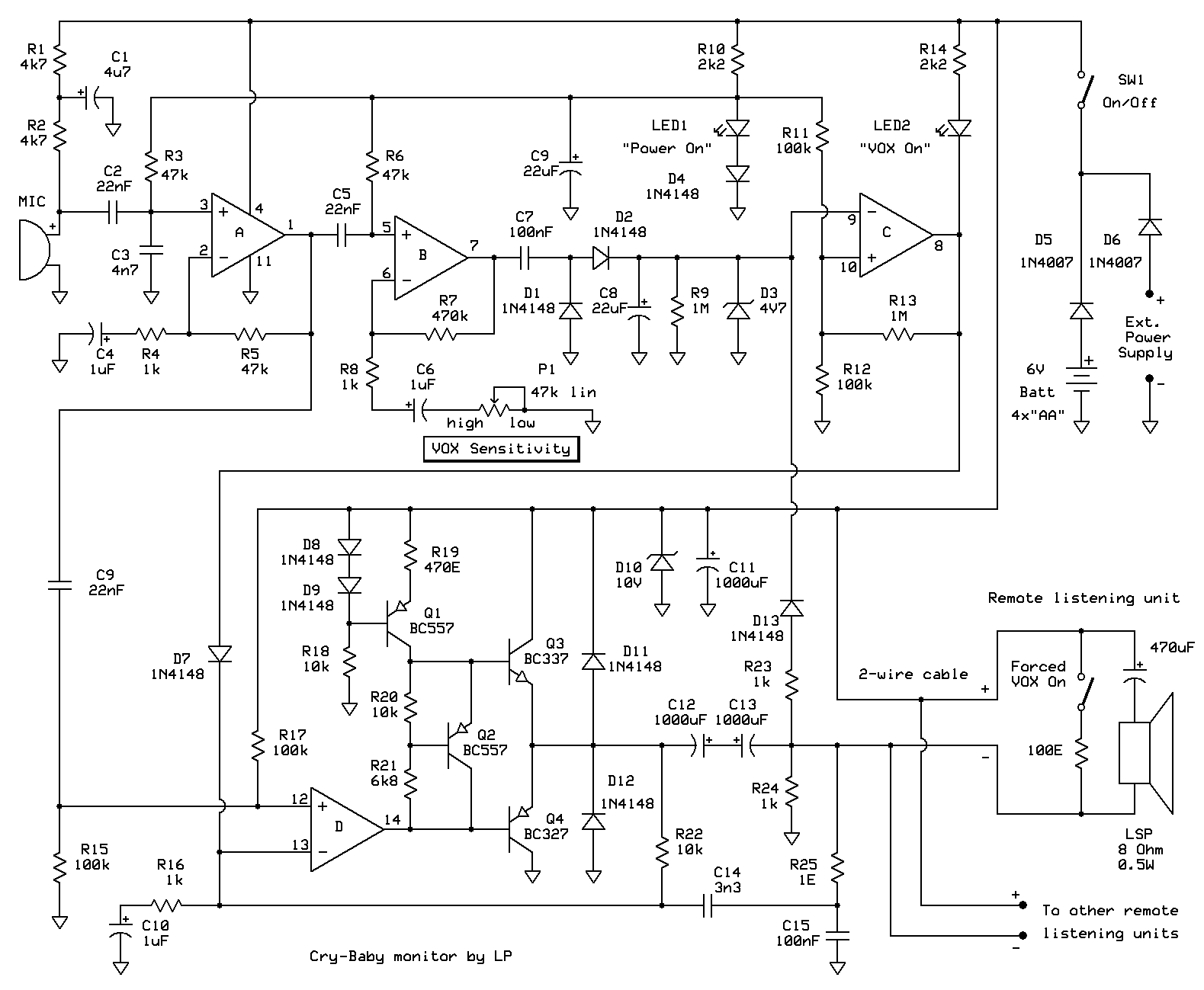 Crybaby monitor circuit diagram by LP