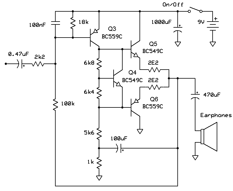 Electronic stethoscope power amplifier circuit diagram