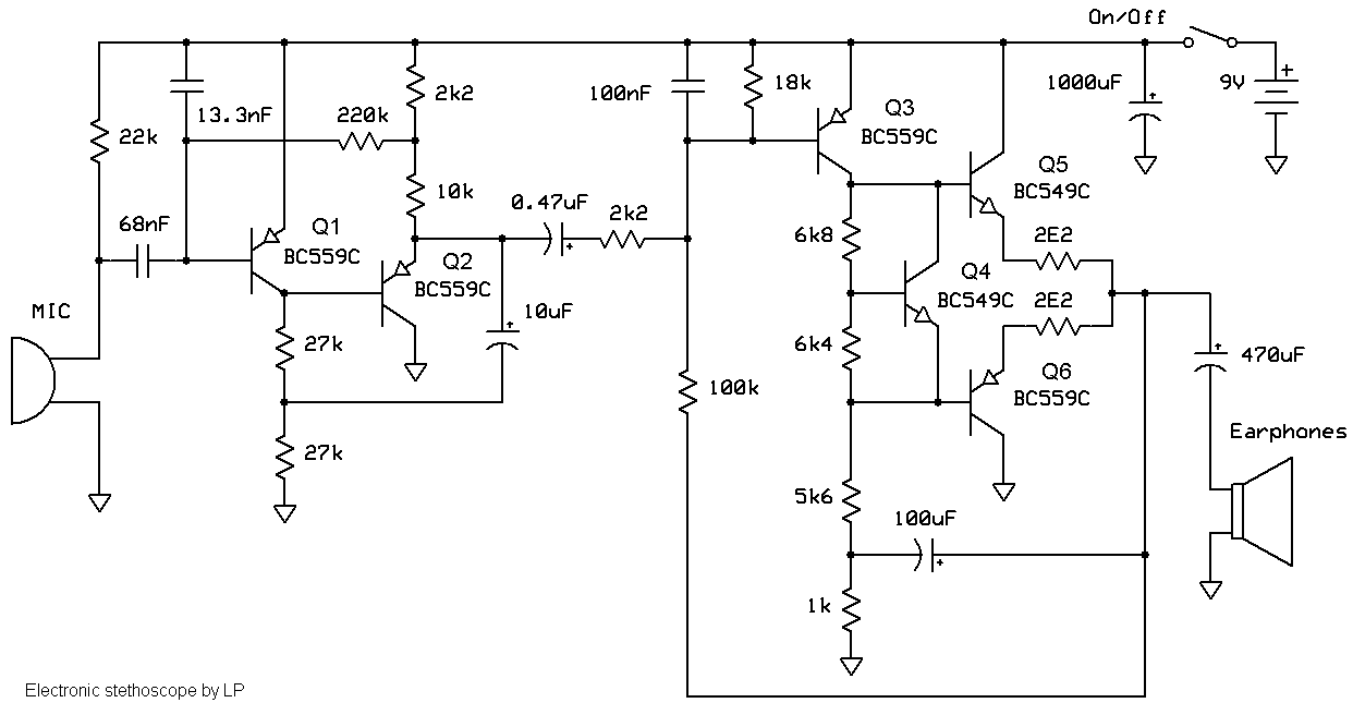 Electronic stethoscope circuit diagram
