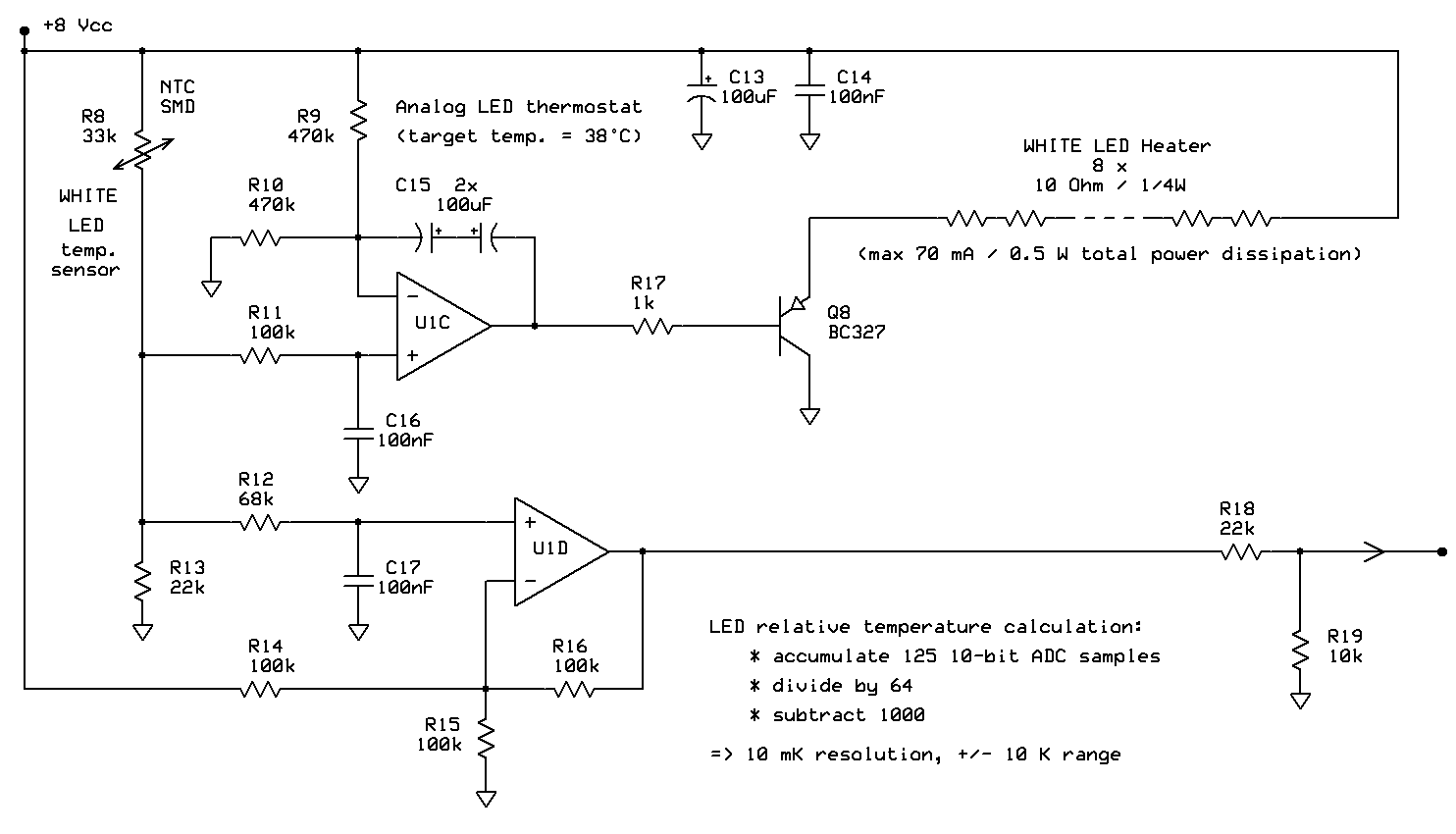 Thermostat circuit for astro lab LED