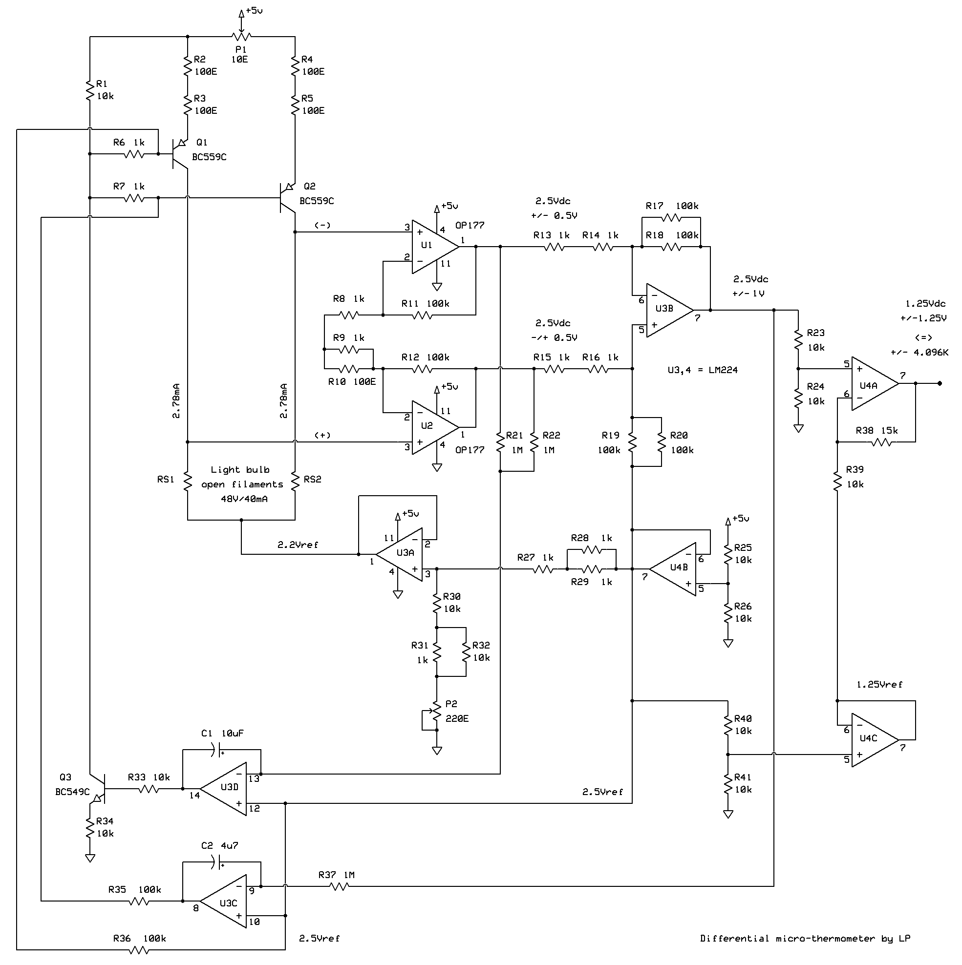 Differential micro-thermometer circuit diagram