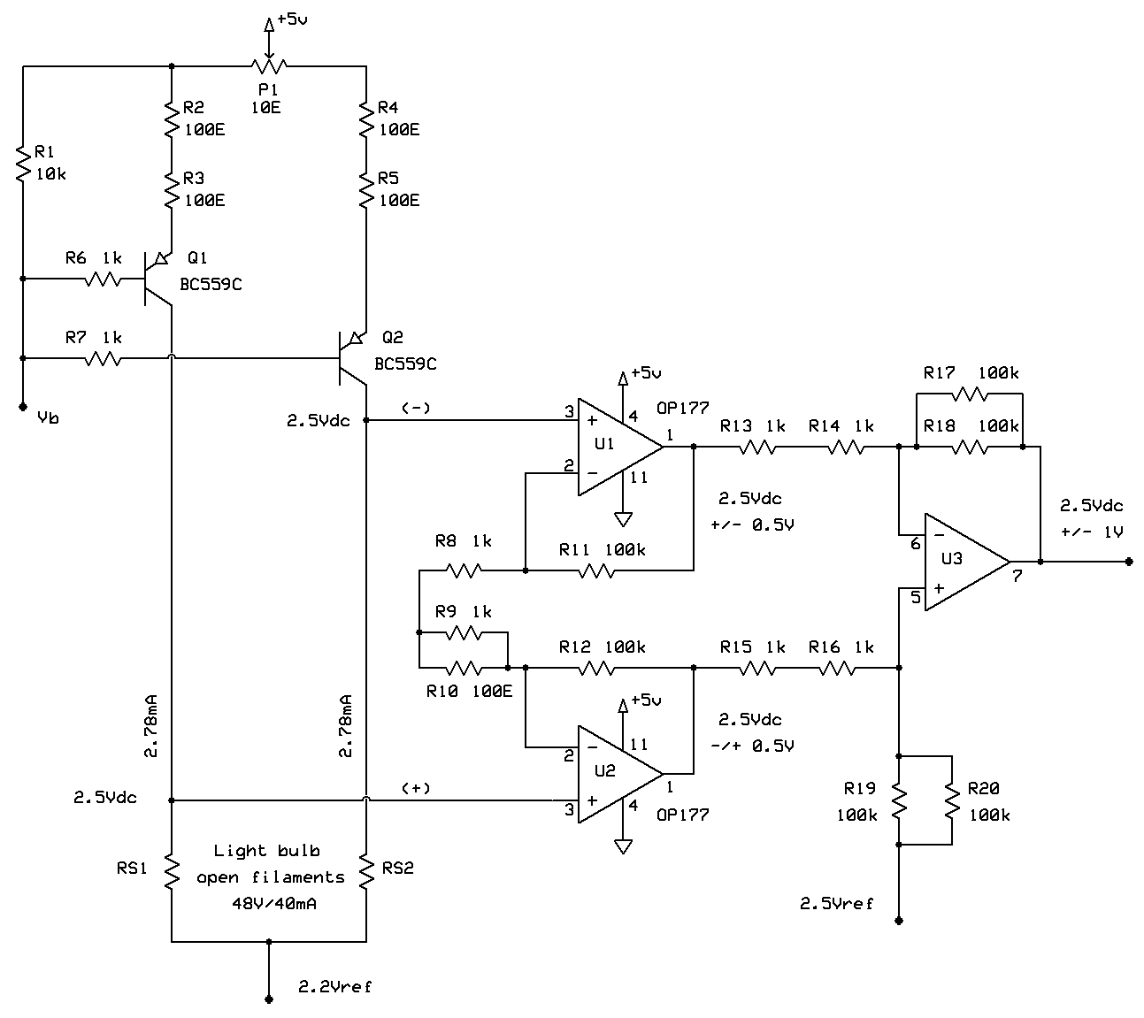 Differential micro-thermometer differential amplifier circuit by LP